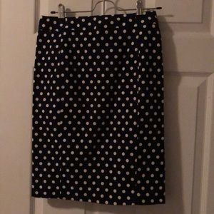 Navy Blue and White Polka Dot Pencil Skirt